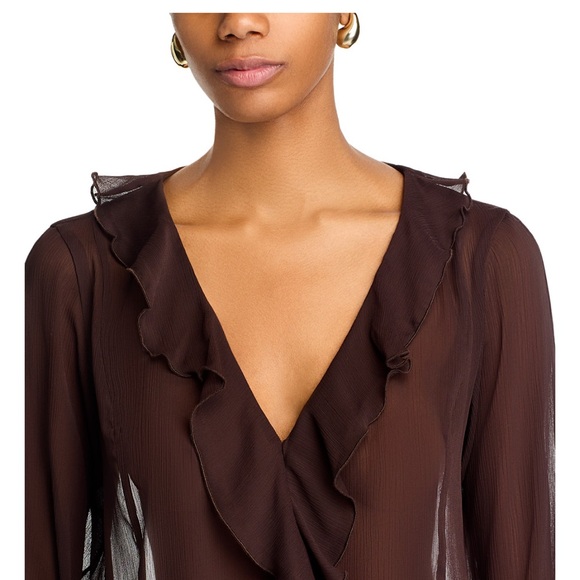 Lucy Paris Women’s V-Neck Ruffle Blouse - Picture 3 of 12